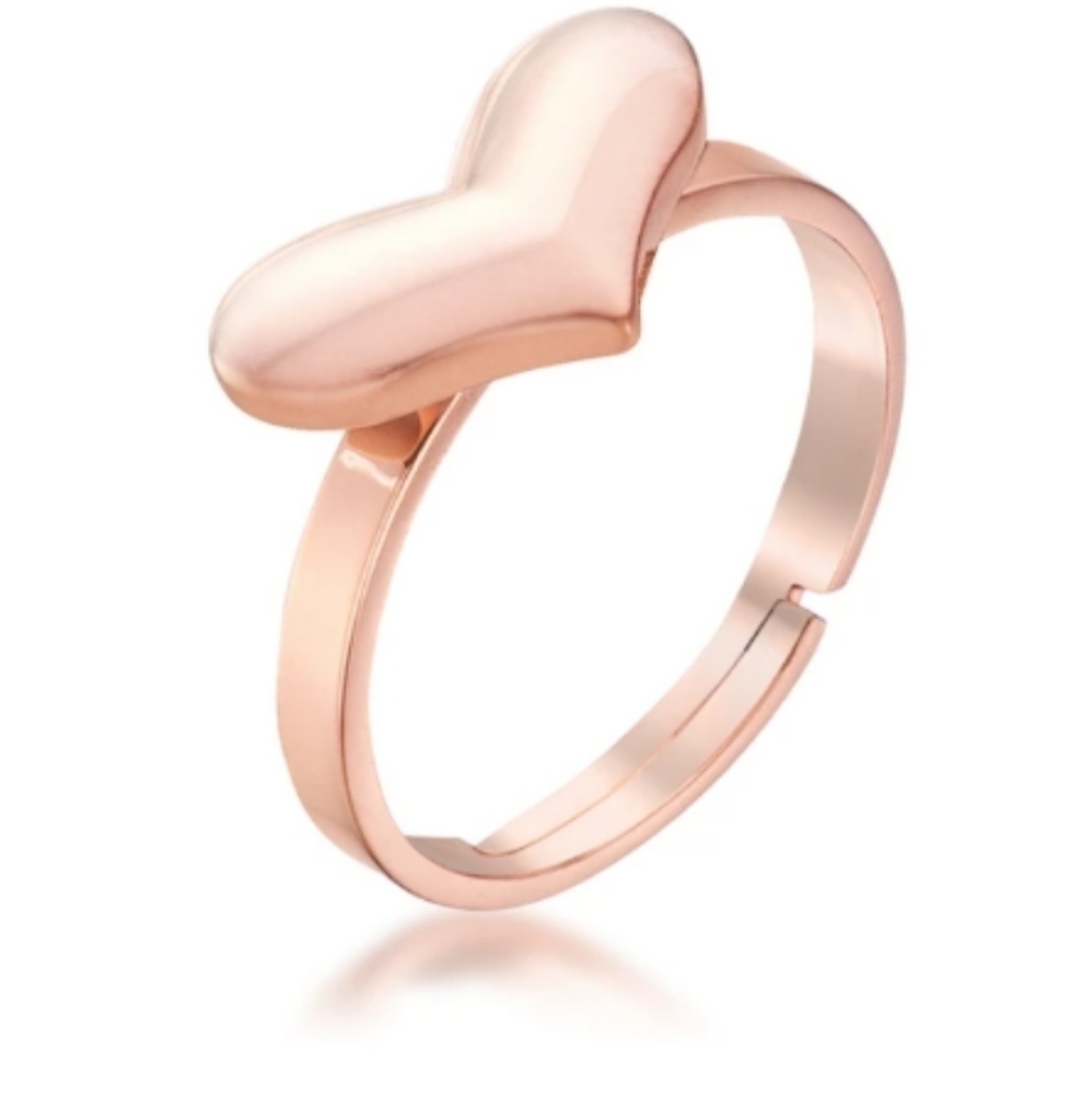 Rose Gold  Adjustable Heart Ring